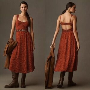 NWT Reformation Lela Sweetheart A-Line Midi Dress Roseanne 4